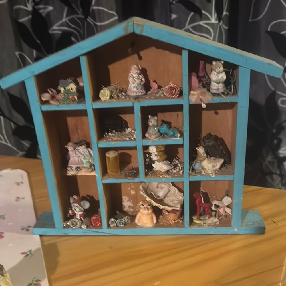 Charming Blue Wooden Display Shelf